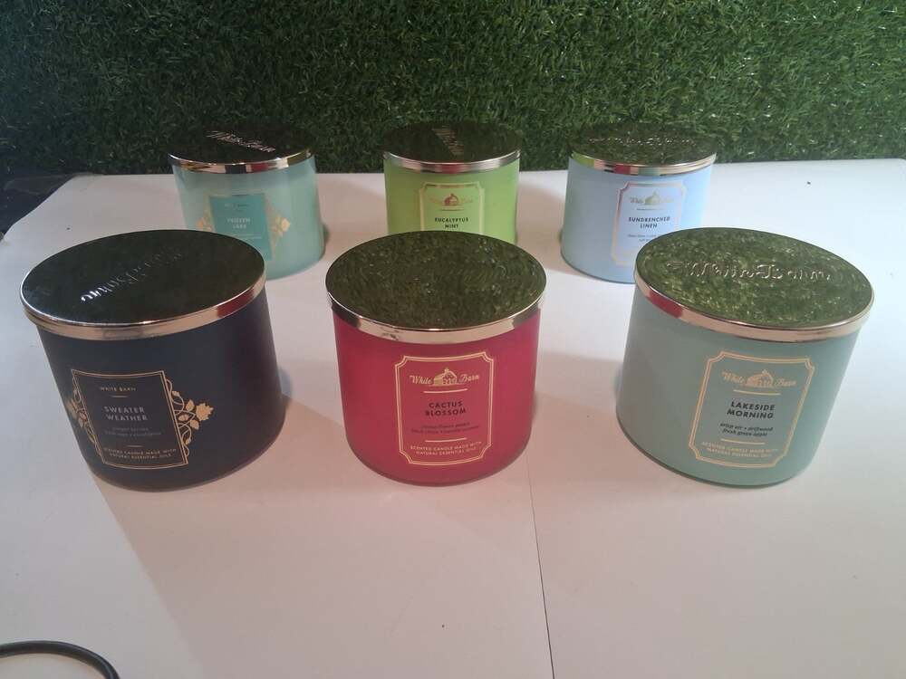 Lot of 6 Bath & Body Works White Barn 3-Wick Scented Candles 14.5 oz Variety Mix